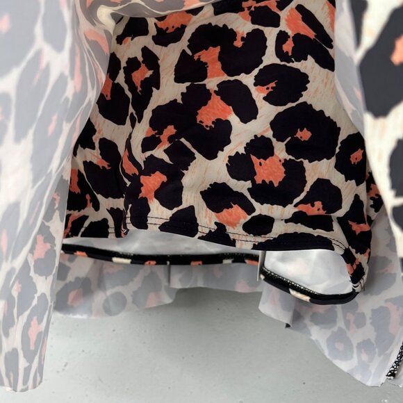 Edel Qual Swimsuit Top L Women Animal Leopard Print Cropped Flowy Flounce NWT - Picture 4 of 8
